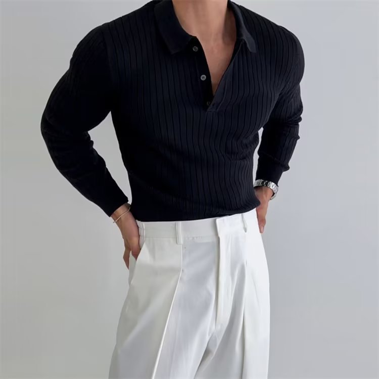 Solid Striped Men's Polo