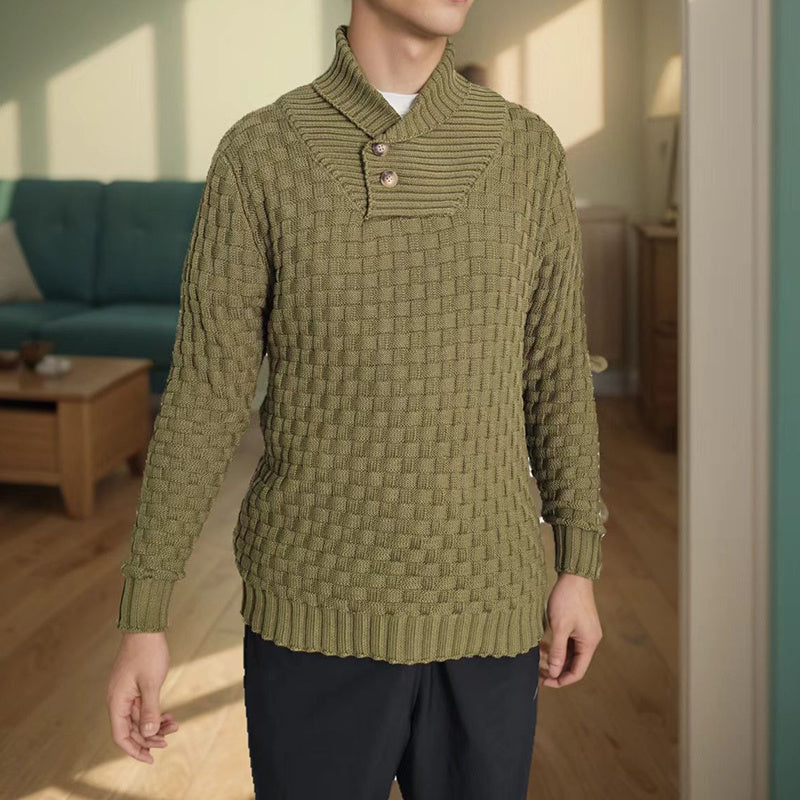 Turtleneck Sweater With Button Design