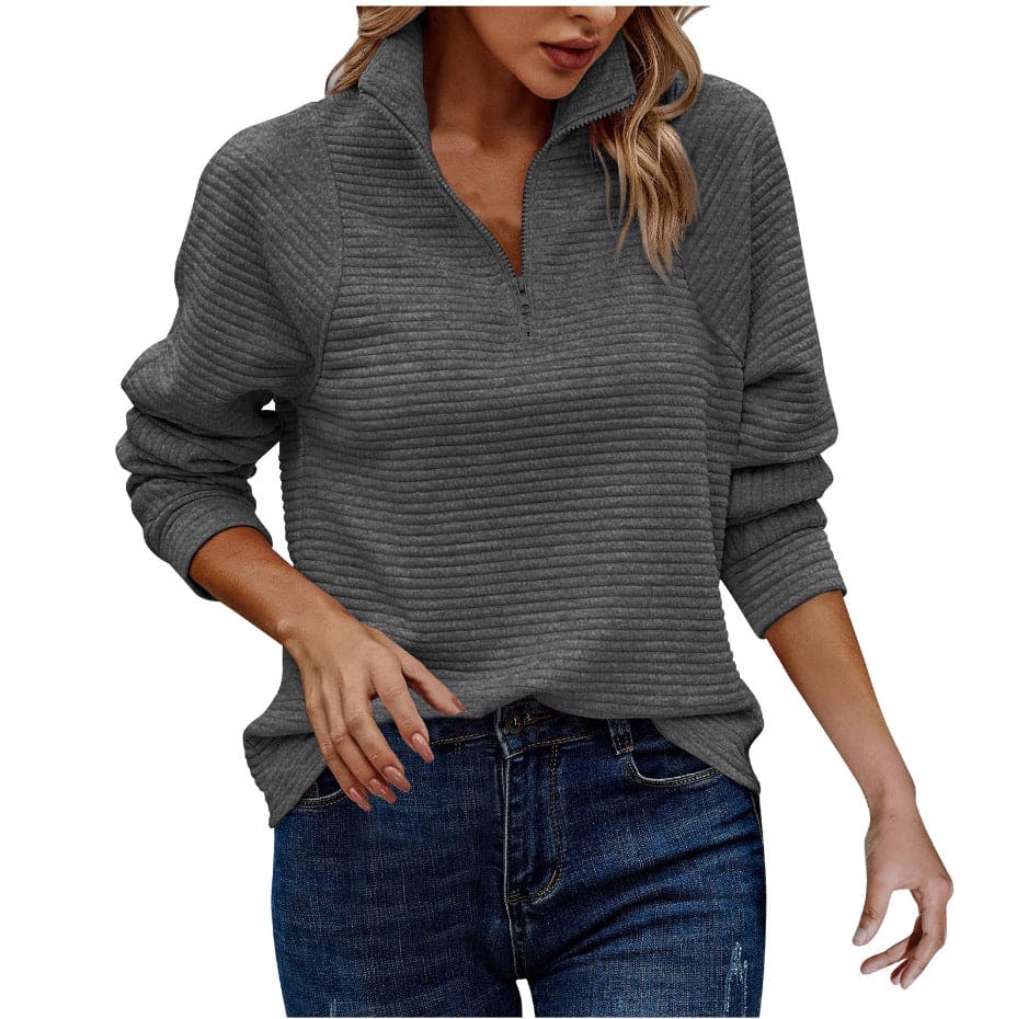 Women's Zipper Stand Collar Sweatshirt