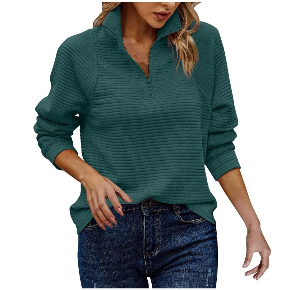 Women's Zipper Stand Collar Sweatshirt
