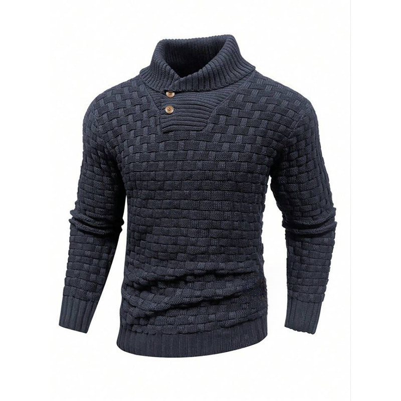 Turtleneck Sweater With Button Design