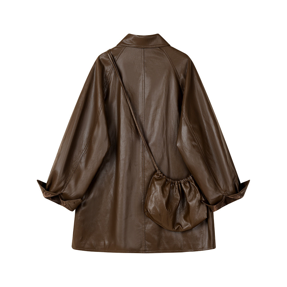 Slim-Fit Leather Coat