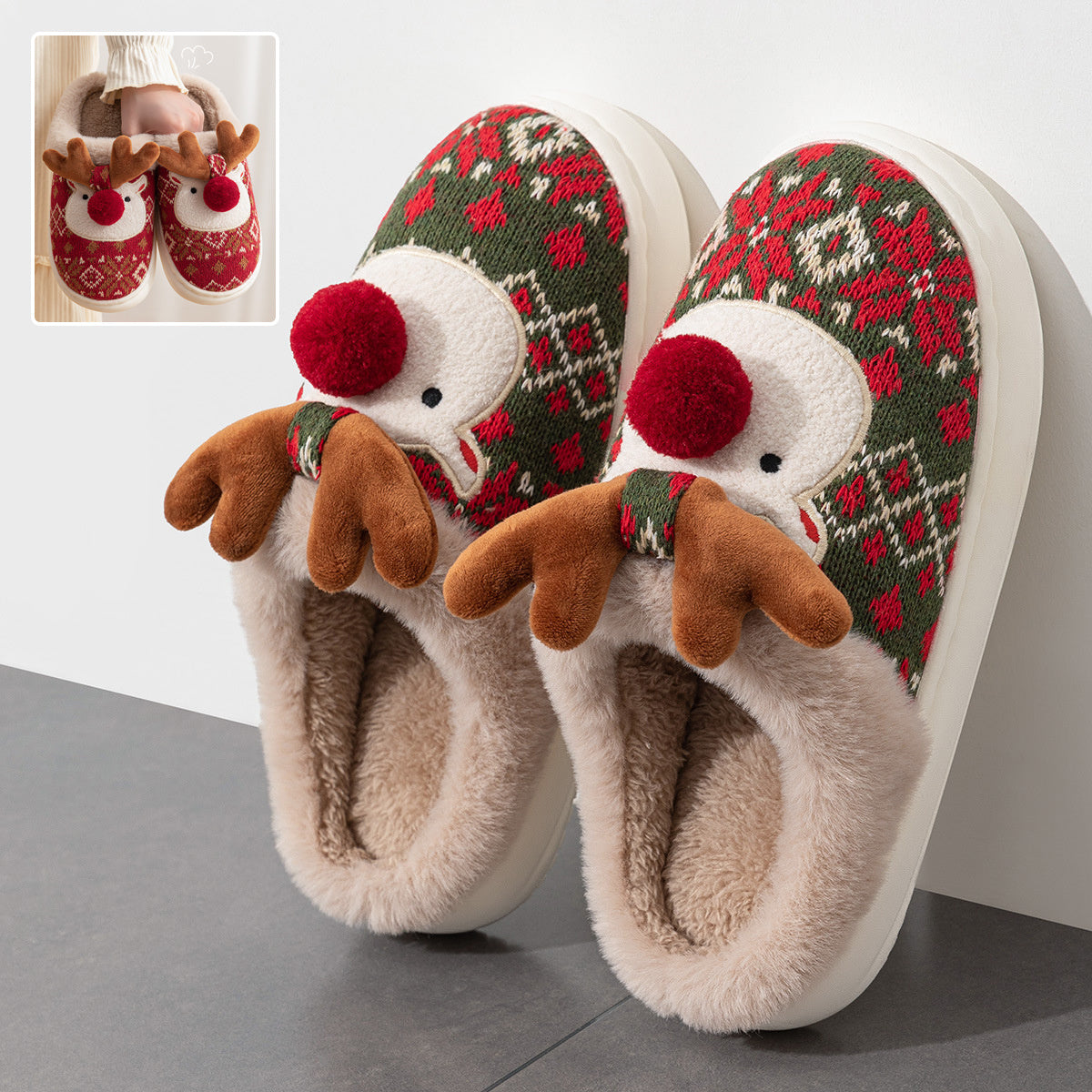 Women’s Christmas Elk Slippers