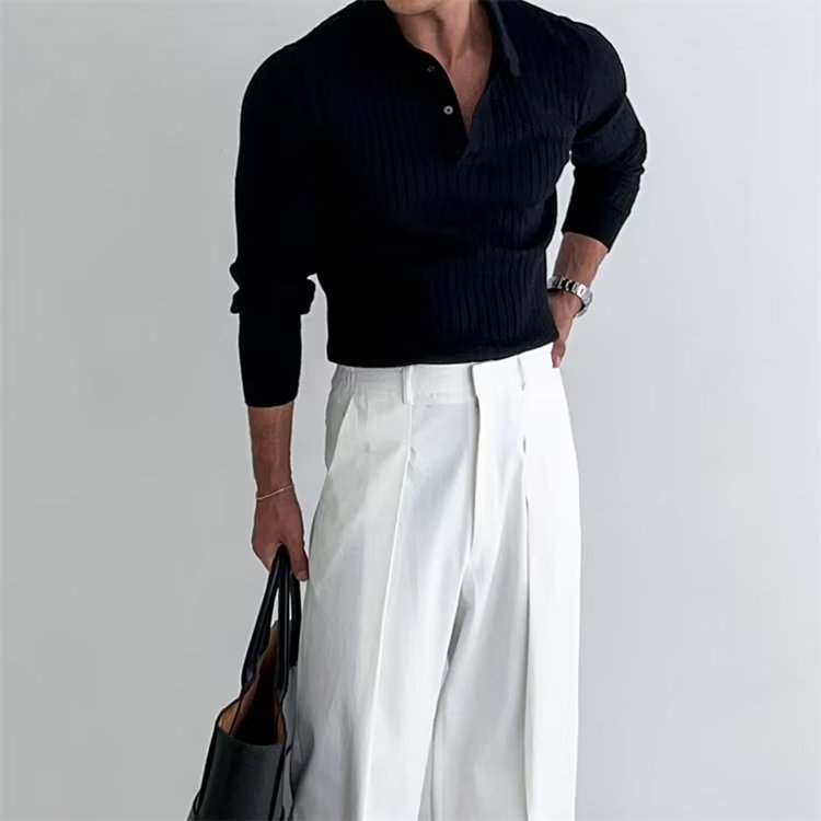 Solid Striped Men's Polo