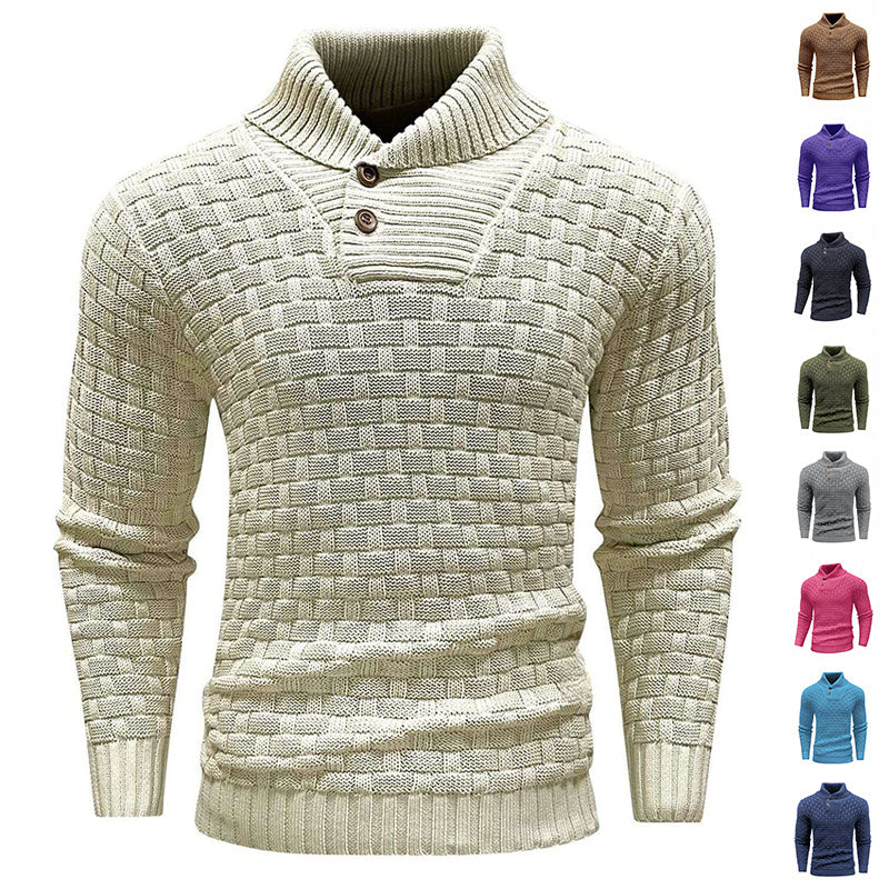 Turtleneck Sweater With Button Design