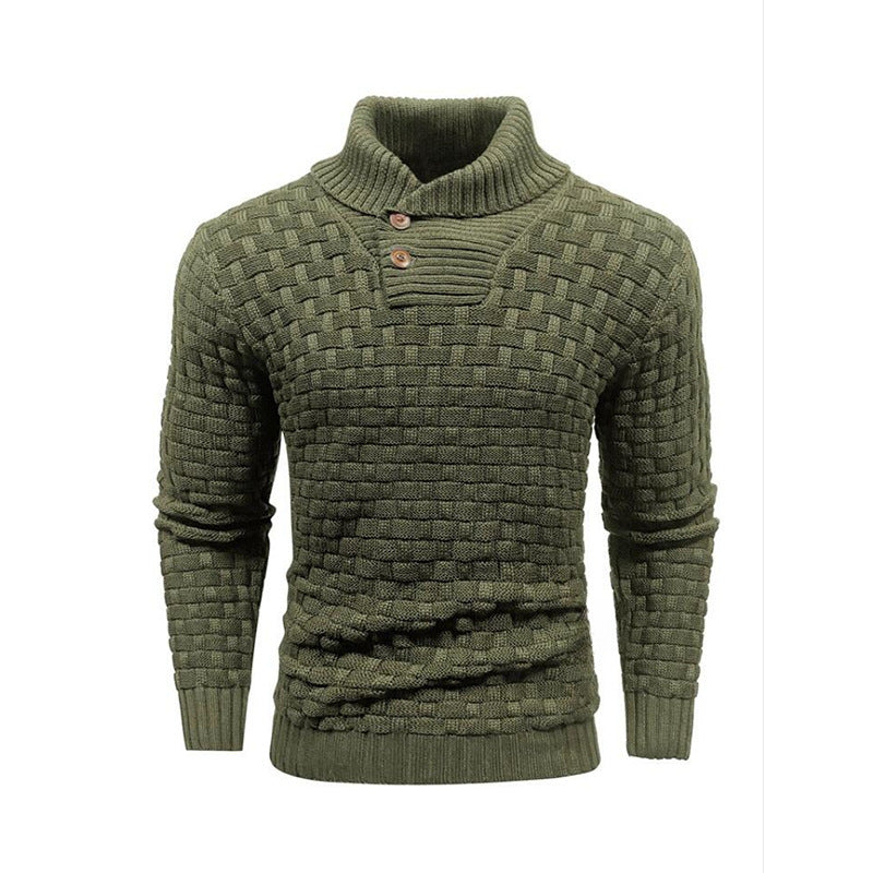 Turtleneck Sweater With Button Design