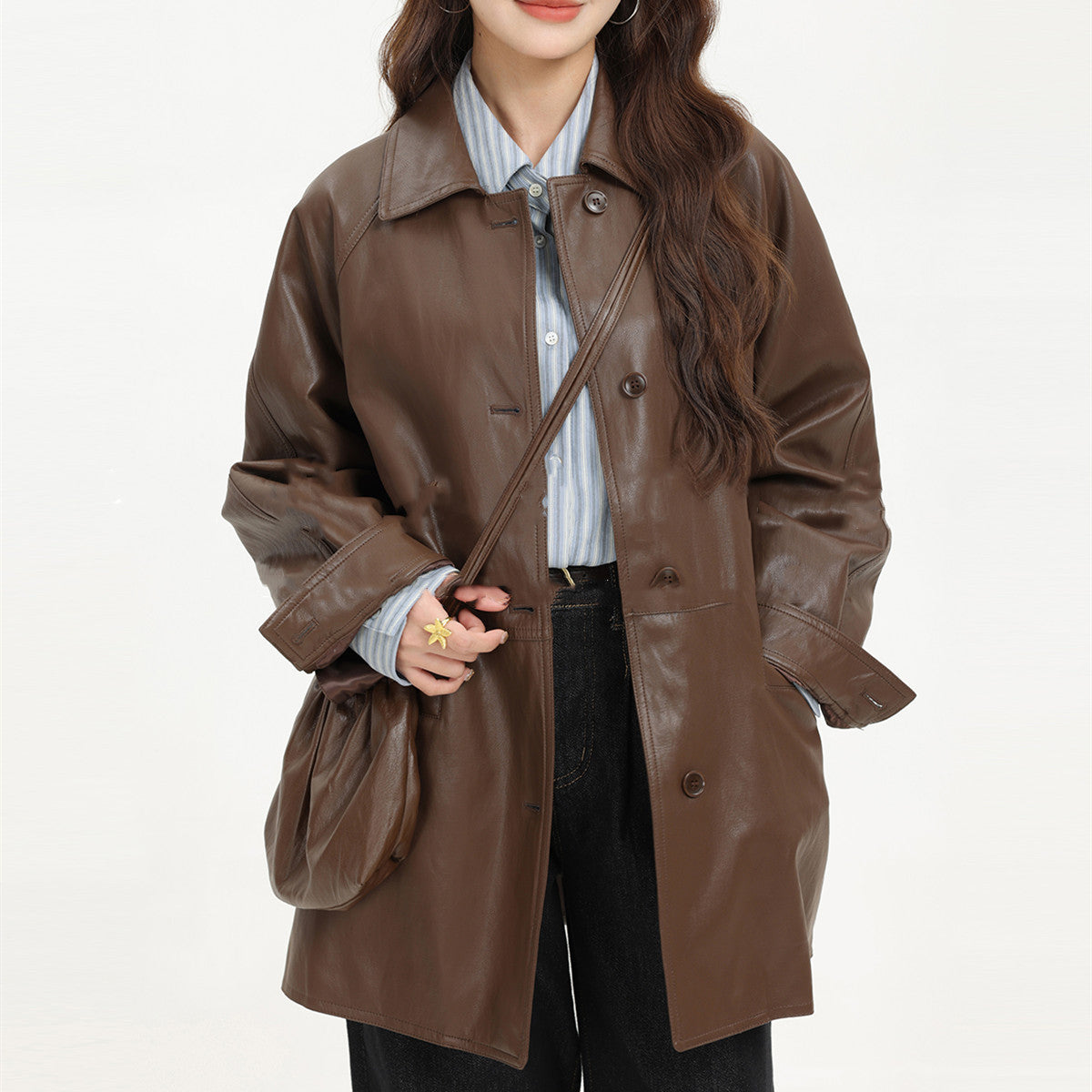 Slim-Fit Leather Coat