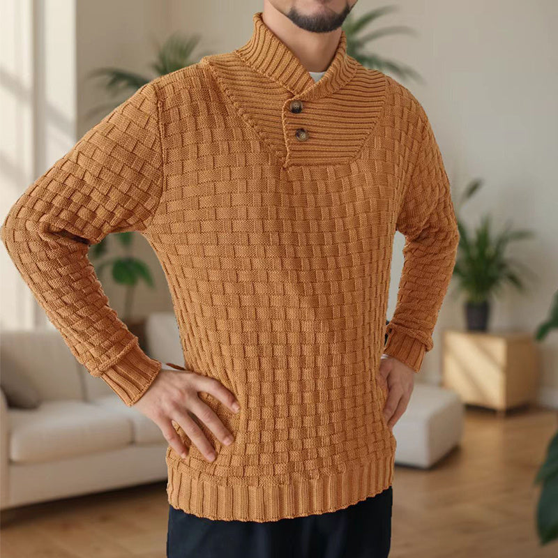 Turtleneck Sweater With Button Design