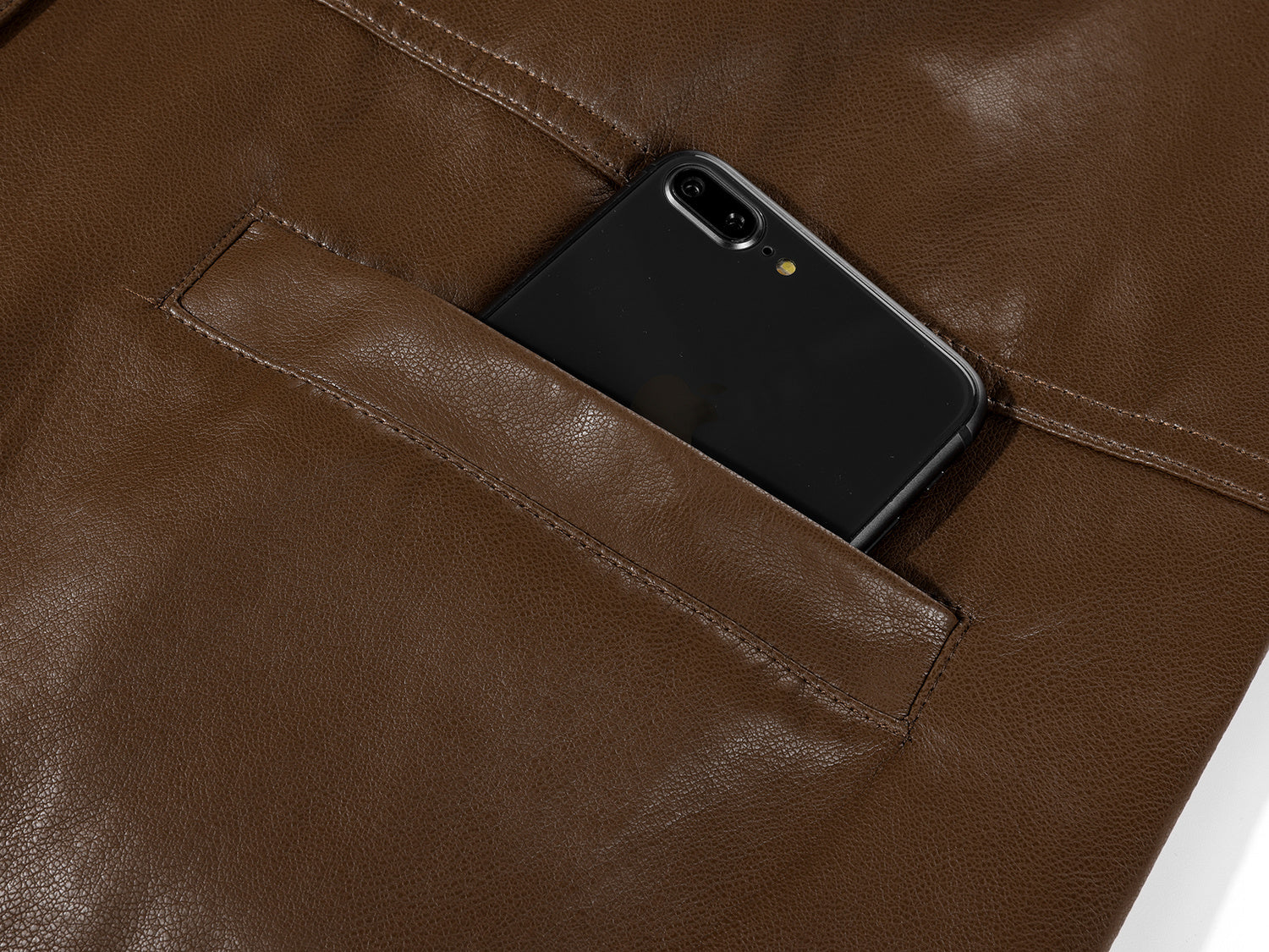 Slim-Fit Leather Coat
