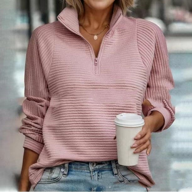 Women's Zipper Stand Collar Sweatshirt
