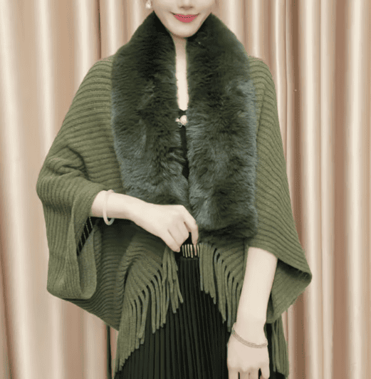 Winter Knitted Fringe Fur Collar Scarf