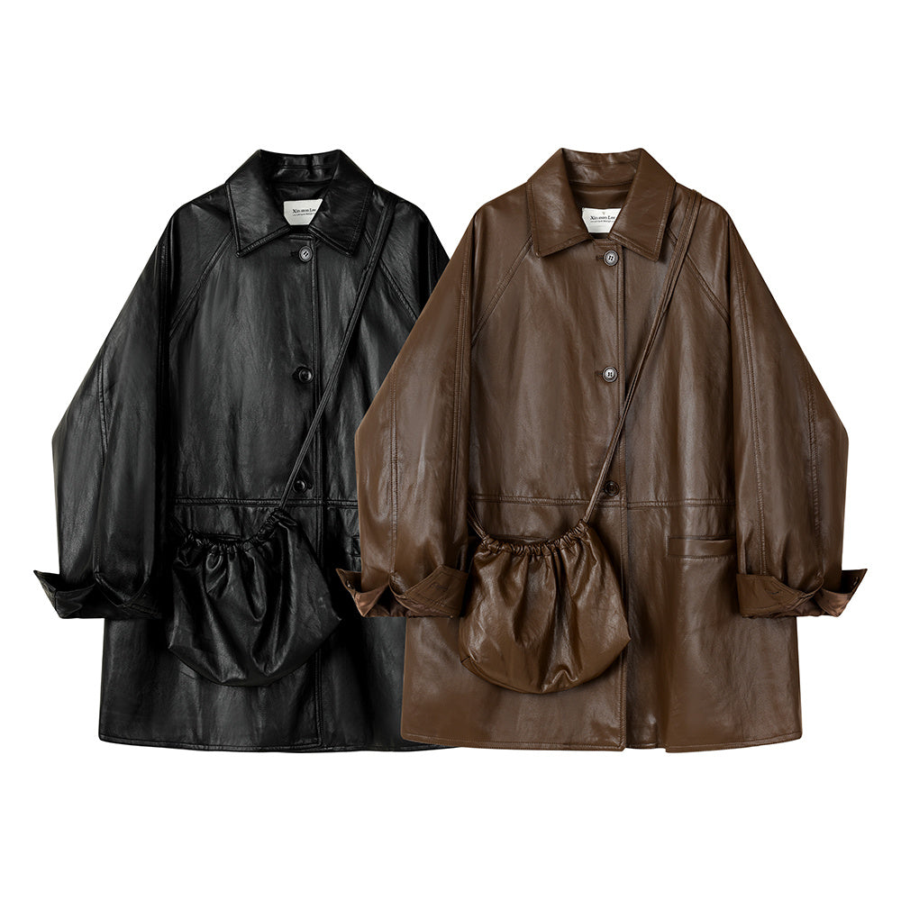Slim-Fit Leather Coat
