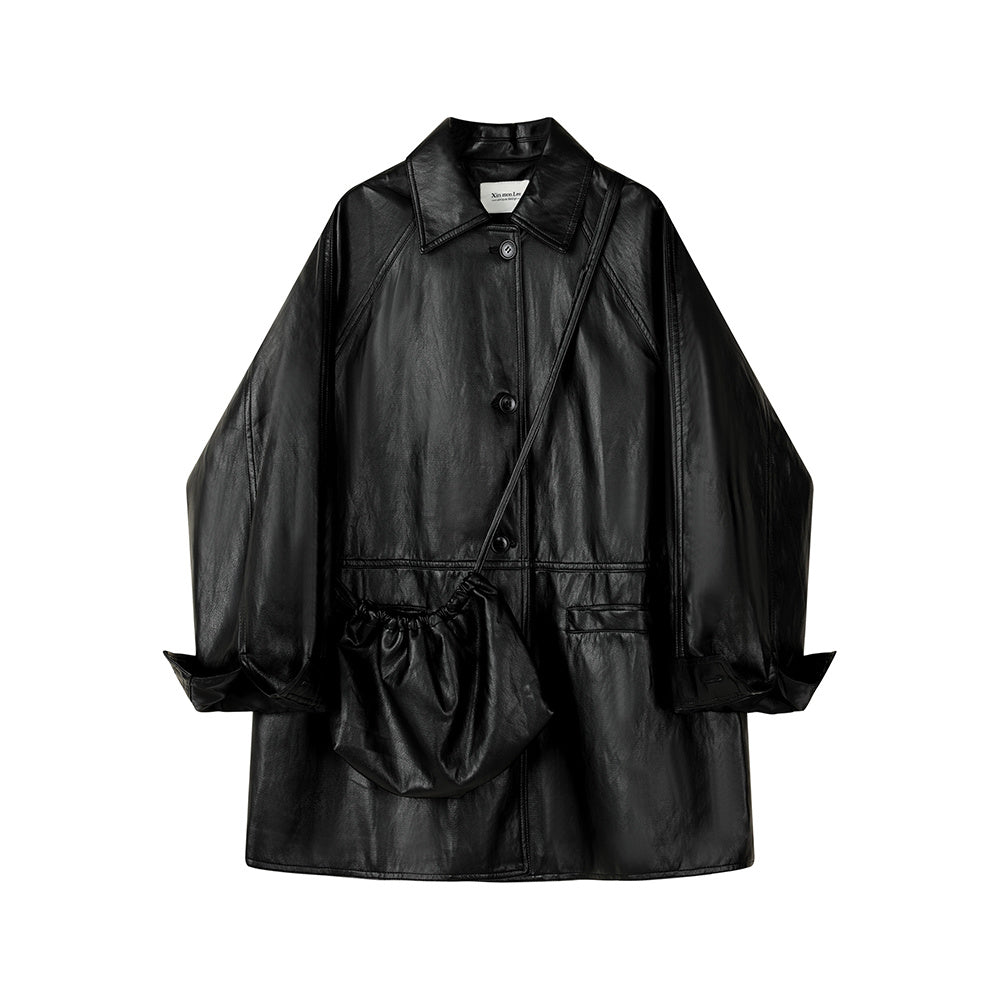 Slim-Fit Leather Coat