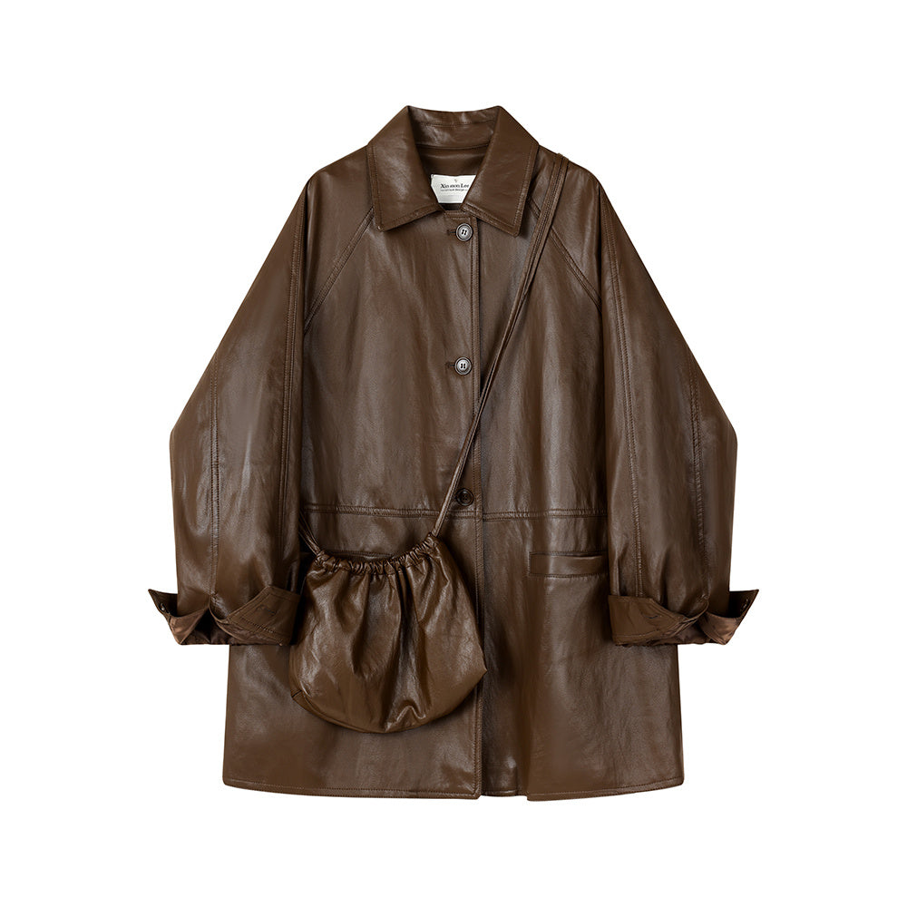 Slim-Fit Leather Coat