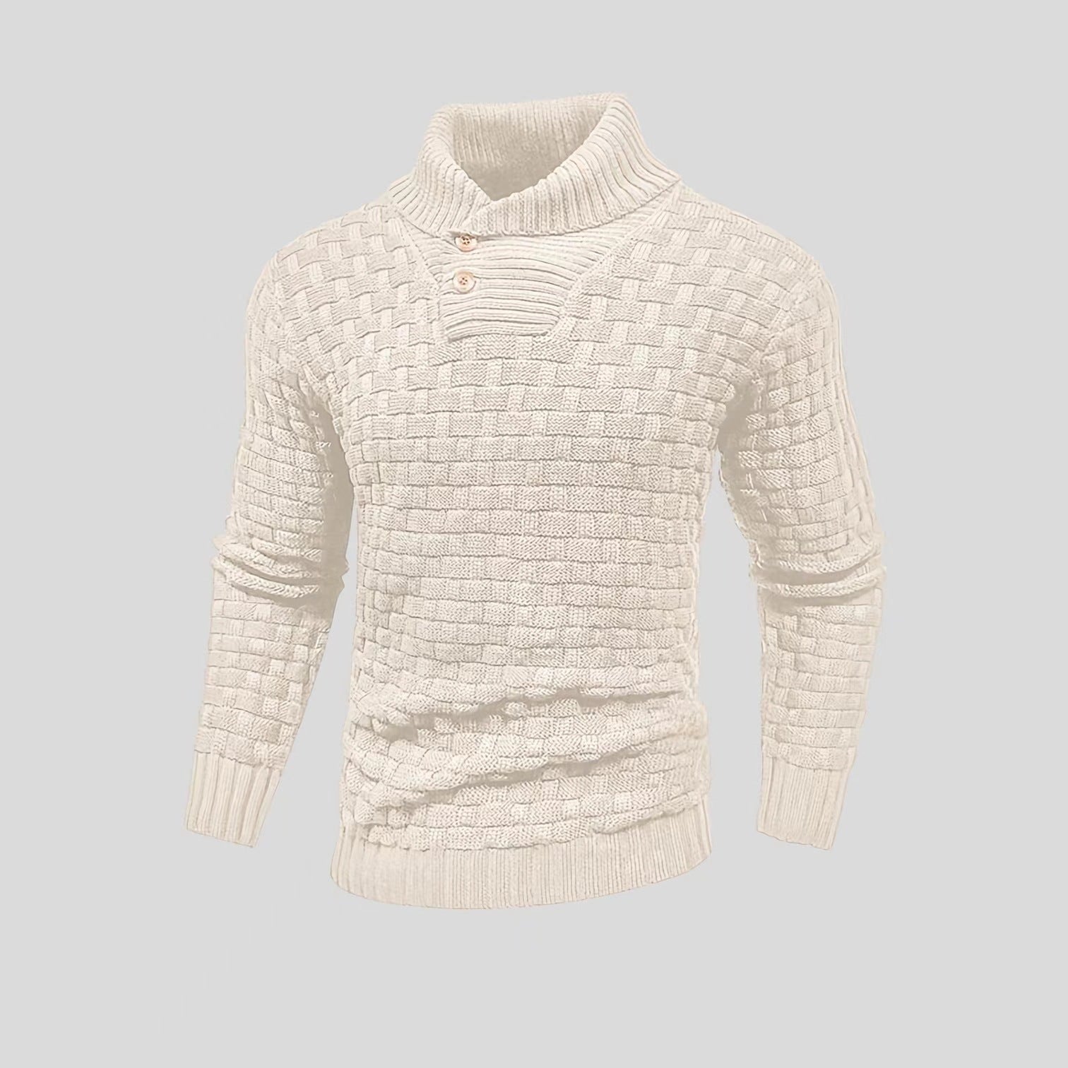 Turtleneck Sweater With Button Design