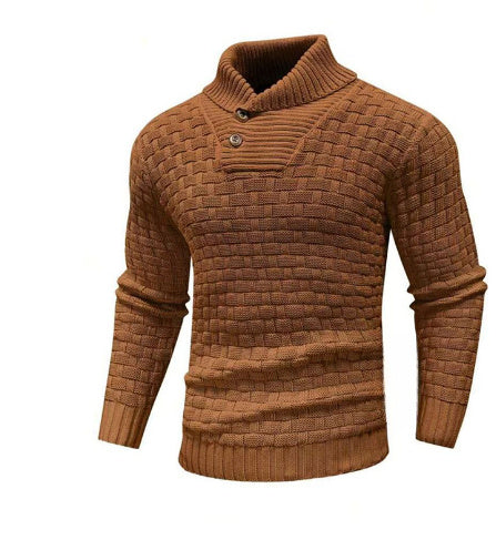 Turtleneck Sweater With Button Design