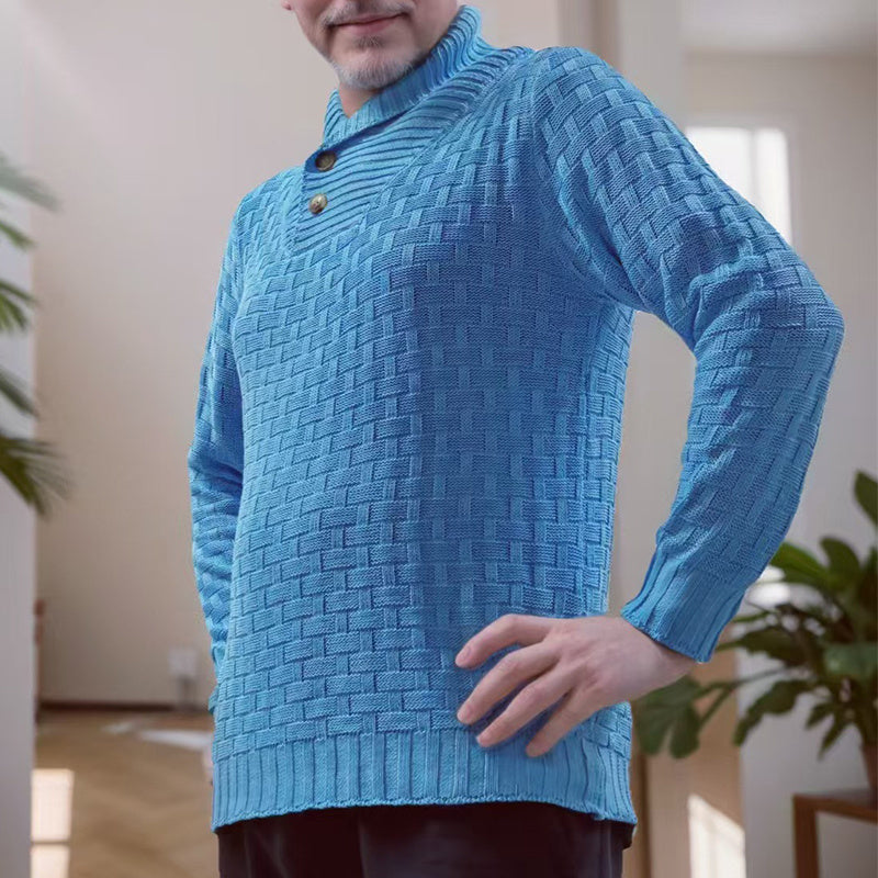 Turtleneck Sweater With Button Design