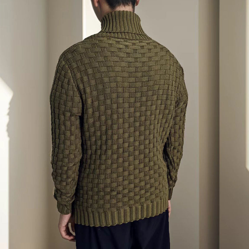Turtleneck Sweater With Button Design