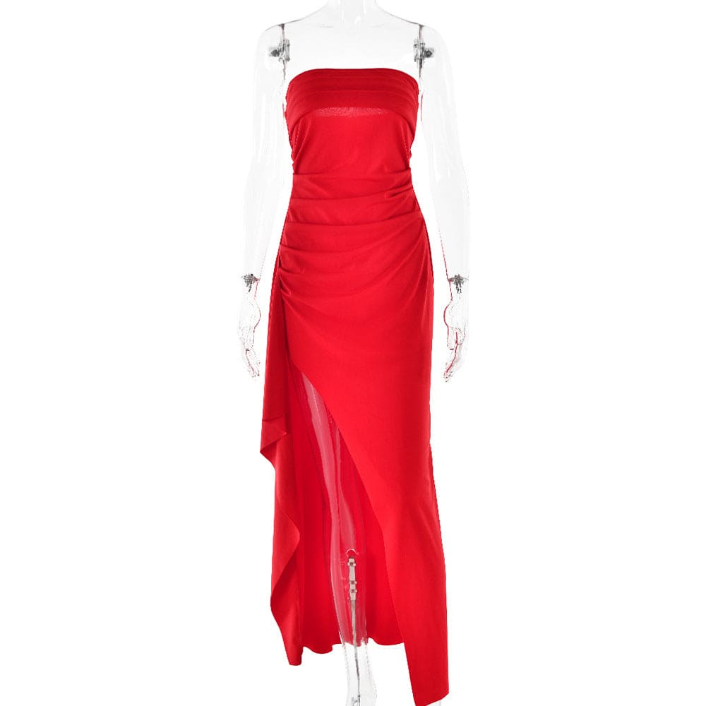 Women's Strapless Split Maxi Dress