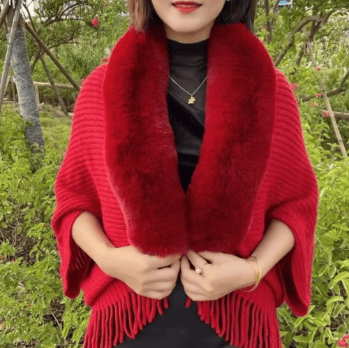 Winter Knitted Fringe Fur Collar Scarf