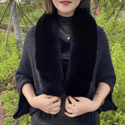 Winter Knitted Fringe Fur Collar Scarf